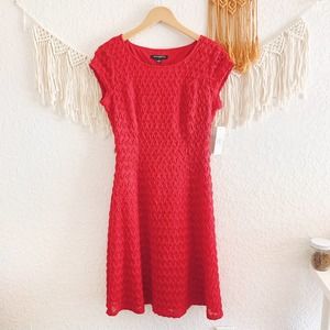 Sharagano Red Chevron Texture Dress
